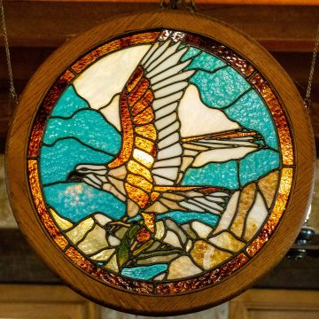Stained Glass Eagle Artwork at Pere Marquette Lodge in Grafton, IL
